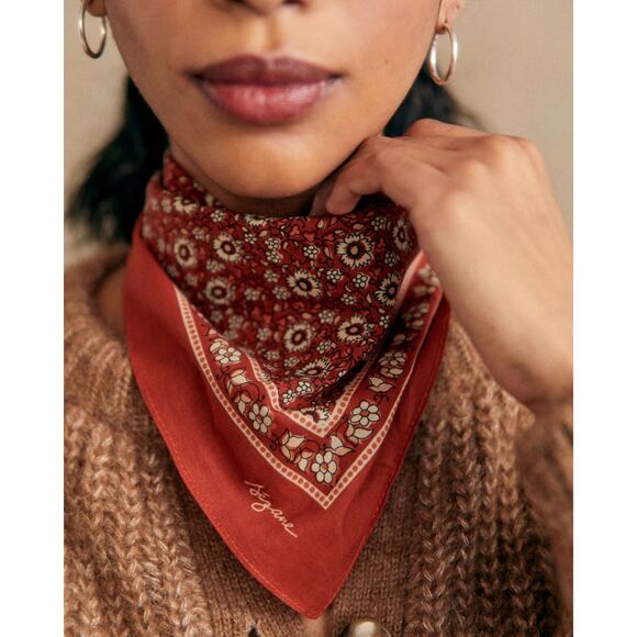 Sézane Floral Red Scarf Size TU / OS - Picture 1 of 5